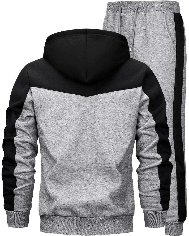 AIELVIN Men Tracksuit for Men Full Zip Sweatshirt Jogger Sports Suit Gym Training Wear ((Black Dark Gray)) S - Image 3