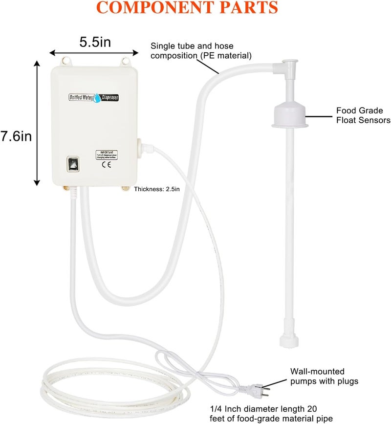 Verbesserte Water Dispenser Pump System for 5 Gallon Bottle,Drinking Water Dispensing Single Inlet Quiet for Refrigerator Home,110V Electric Jug Water Pump for Kitchen Ice Coffee Tea Maker - Image 2