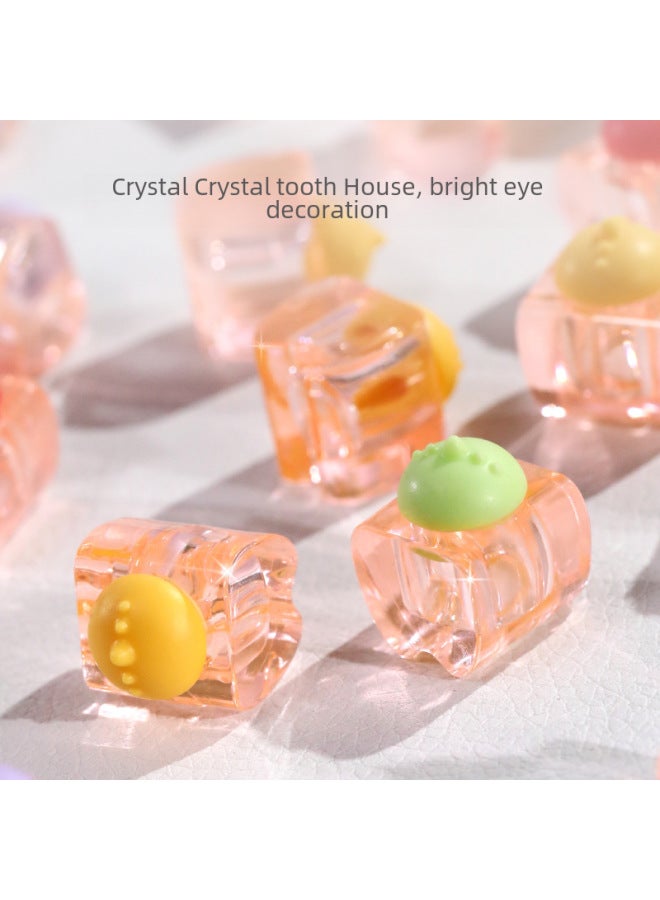 T5 Cute Monster Children Toothpick Memory Box Teeth Tissue Preservation Storage Baby Tooth Collection Transparent Tooth House-Specifications:T5 Apple Green + Lemon Yellow  - Image 3