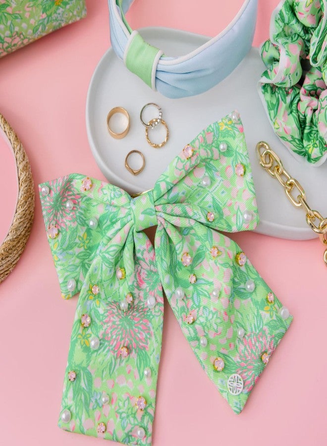 Lilly Pulitzer Hair Bow for Women, Cute Hair Accessories in Green Floral, Lime Feeling Good - Image 4