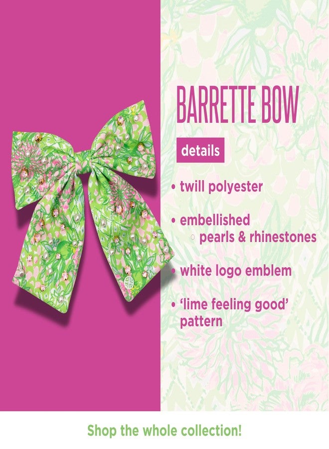 Lilly Pulitzer Hair Bow for Women, Cute Hair Accessories in Green Floral, Lime Feeling Good - Image 5