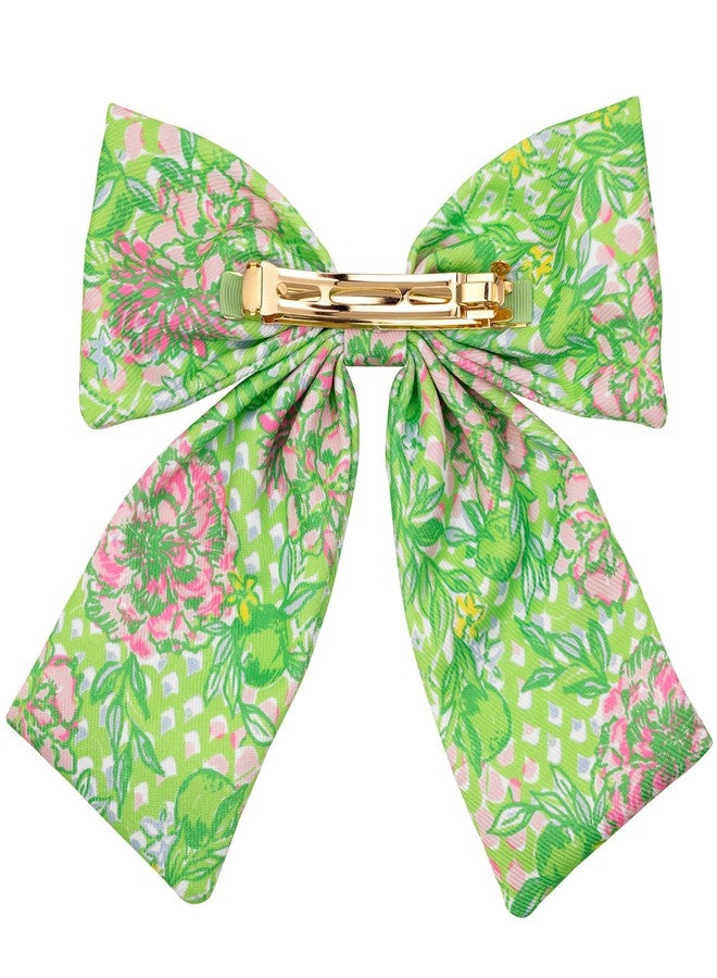 Lilly Pulitzer Hair Bow for Women, Cute Hair Accessories in Green Floral, Lime Feeling Good - Image 2