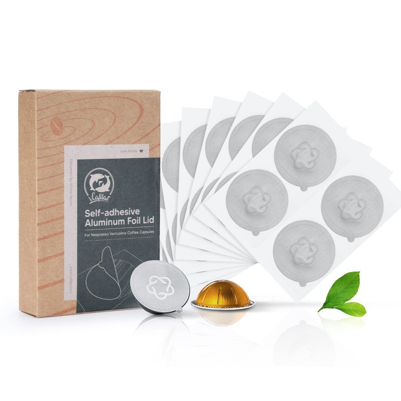 BRBHOM Espresso Aluminum Foils Seals Compataible for Nespress Reusable Vertuoline Capsules Pods (100Pcs Foils Lids) - Image 1