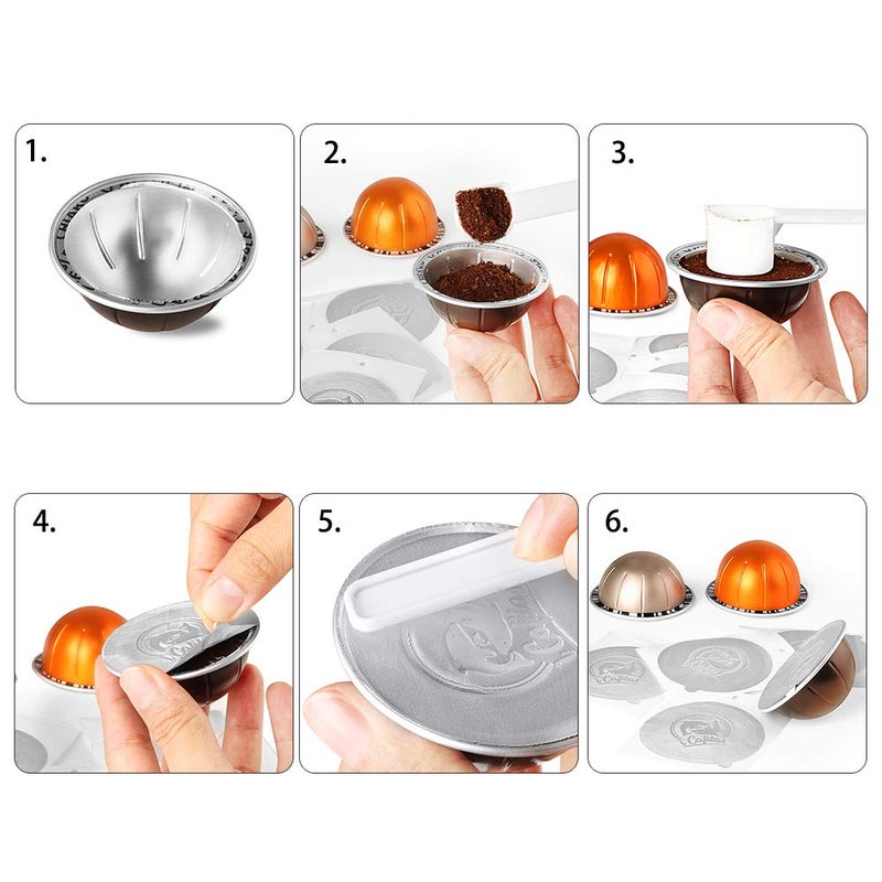 BRBHOM Espresso Aluminum Foils Seals Compataible for Nespress Reusable Vertuoline Capsules Pods (100Pcs Foils Lids) - Image 5
