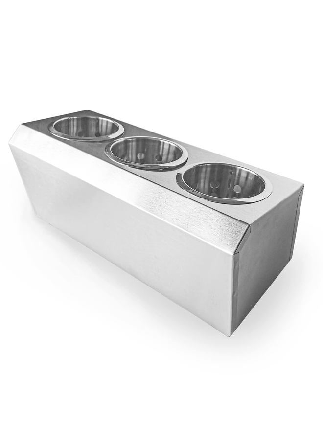 overstockedkitchen Flatware Organizers Stainless Steel Cylinder Flatware Silverware Utensil Holder Organizer Caddy (3 holes) - Image 3