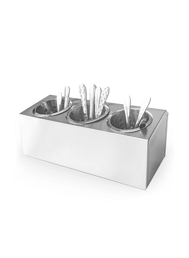 overstockedkitchen Flatware Organizers Stainless Steel Cylinder Flatware Silverware Utensil Holder Organizer Caddy (3 holes) - Image 4