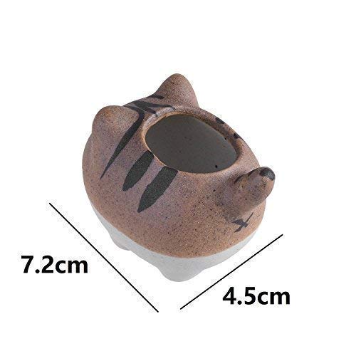 BCP Mini Ceramic Cute Animal Shaped Cartoon Home Decoration Vase Flower Pots Cat Shape Planter for Succulent Plant/Cactus Flower (Smile) - Image 2