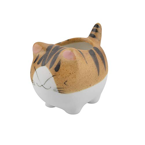 BCP Mini Ceramic Cute Animal Shaped Cartoon Home Decoration Vase Flower Pots Cat Shape Planter for Succulent Plant/Cactus Flower (Smile) - Image 5