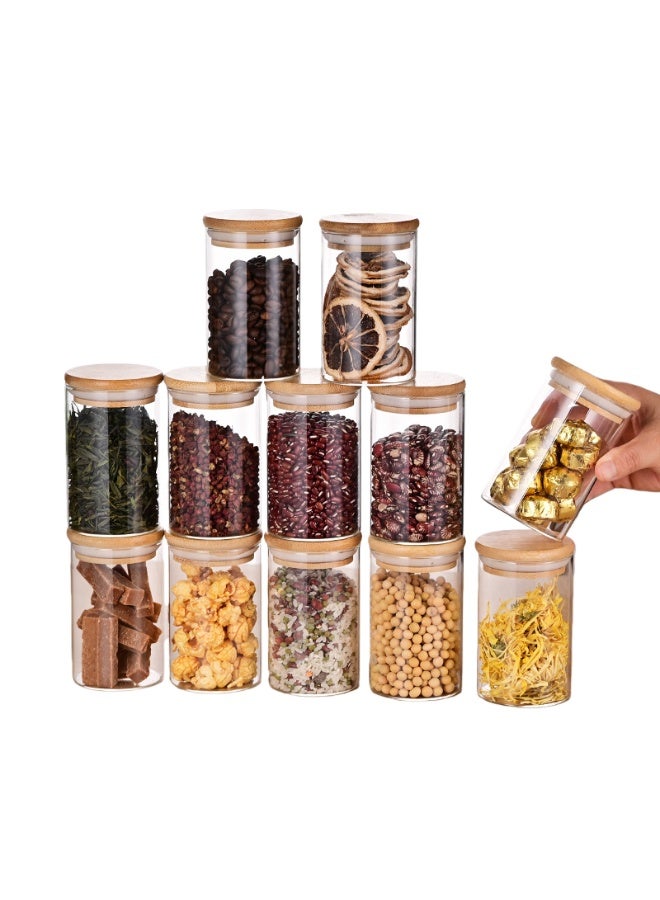 12 قطعة من عبوات التخزين الزجاجية المحكمة الإغلاق مع الأغطية، حاوية تخزين الطعام ومخزن المطبخ، برطمانات زجاجية للدقيق والحبوب والسكر والشاي وحبوب القهوة والوجبات الخفيفة - Image 1