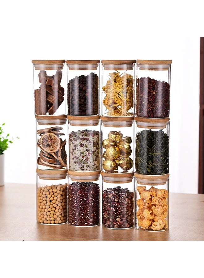 12 قطعة من عبوات التخزين الزجاجية المحكمة الإغلاق مع الأغطية، حاوية تخزين الطعام ومخزن المطبخ، برطمانات زجاجية للدقيق والحبوب والسكر والشاي وحبوب القهوة والوجبات الخفيفة - Image 3