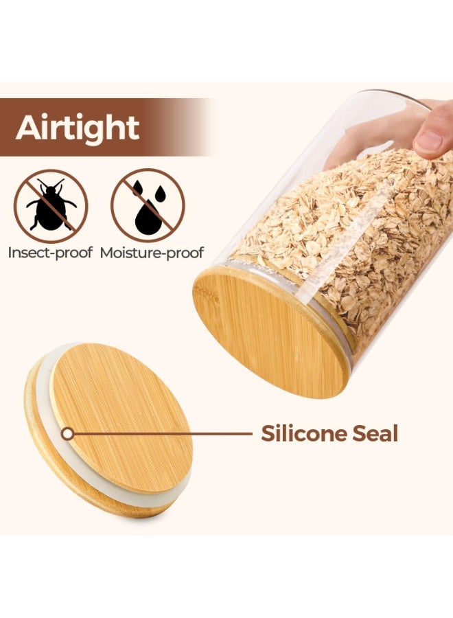 12 قطعة من عبوات التخزين الزجاجية المحكمة الإغلاق مع الأغطية، حاوية تخزين الطعام ومخزن المطبخ، برطمانات زجاجية للدقيق والحبوب والسكر والشاي وحبوب القهوة والوجبات الخفيفة - Image 4