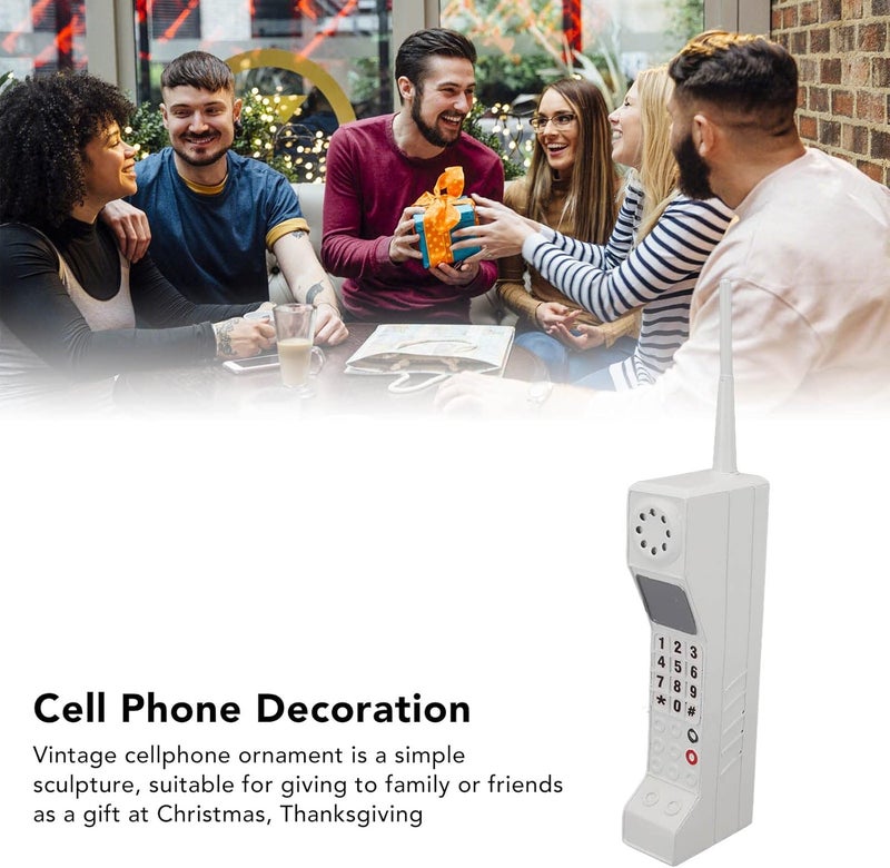 Leopacat Brick Cell Phone Ornament, Retro Model 80s 90s Vintage Ornament Cellular Simulation Photographic Props Stylized Ornaments, Home Living Room Decor Desktop Decoration Unique Gift Kids(White) - Image 5