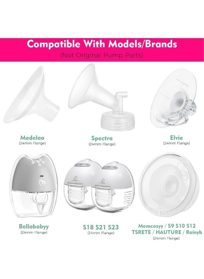 Durceler 20mm Silicone Flange Inserts Compatible with Medela/for Spectra S1 S2 / Elvie/Willow go/Momcozy S12/ TSRETE 24mm Breast Pump Shields or Freemie 25mm; Reduce Nipple Tunnel Down to 20mm - Image 3