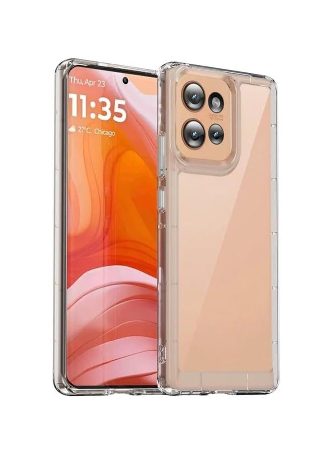 VKL Case Compatible with Motorola Edge 50 Case, Colorful Acrylic TPU Thickened Anti-fall Transparent Case Soft Edge Hard Back Cover Shockproof Protective Shell Cover (Clear) - Image 1