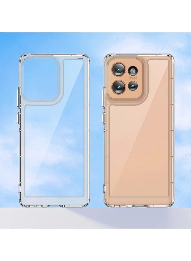 VKL Case Compatible with Motorola Edge 50 Case, Colorful Acrylic TPU Thickened Anti-fall Transparent Case Soft Edge Hard Back Cover Shockproof Protective Shell Cover (Clear) - Image 2
