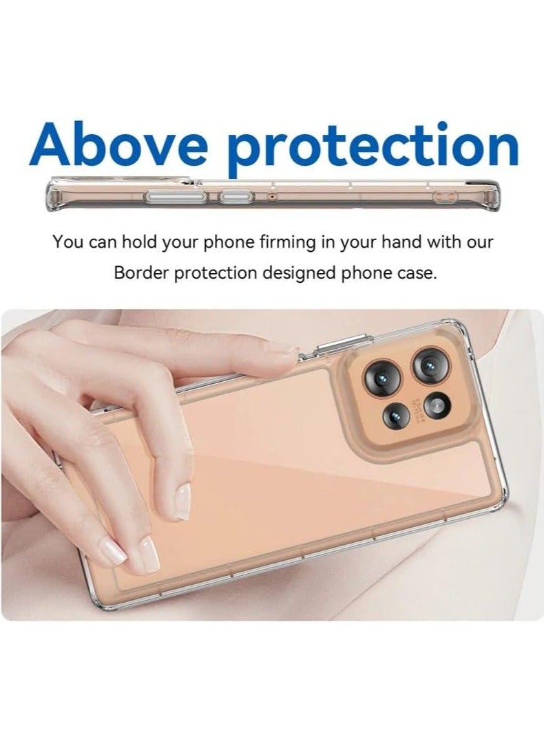 VKL Case Compatible with Motorola Edge 50 Case, Colorful Acrylic TPU Thickened Anti-fall Transparent Case Soft Edge Hard Back Cover Shockproof Protective Shell Cover (Clear) - Image 5