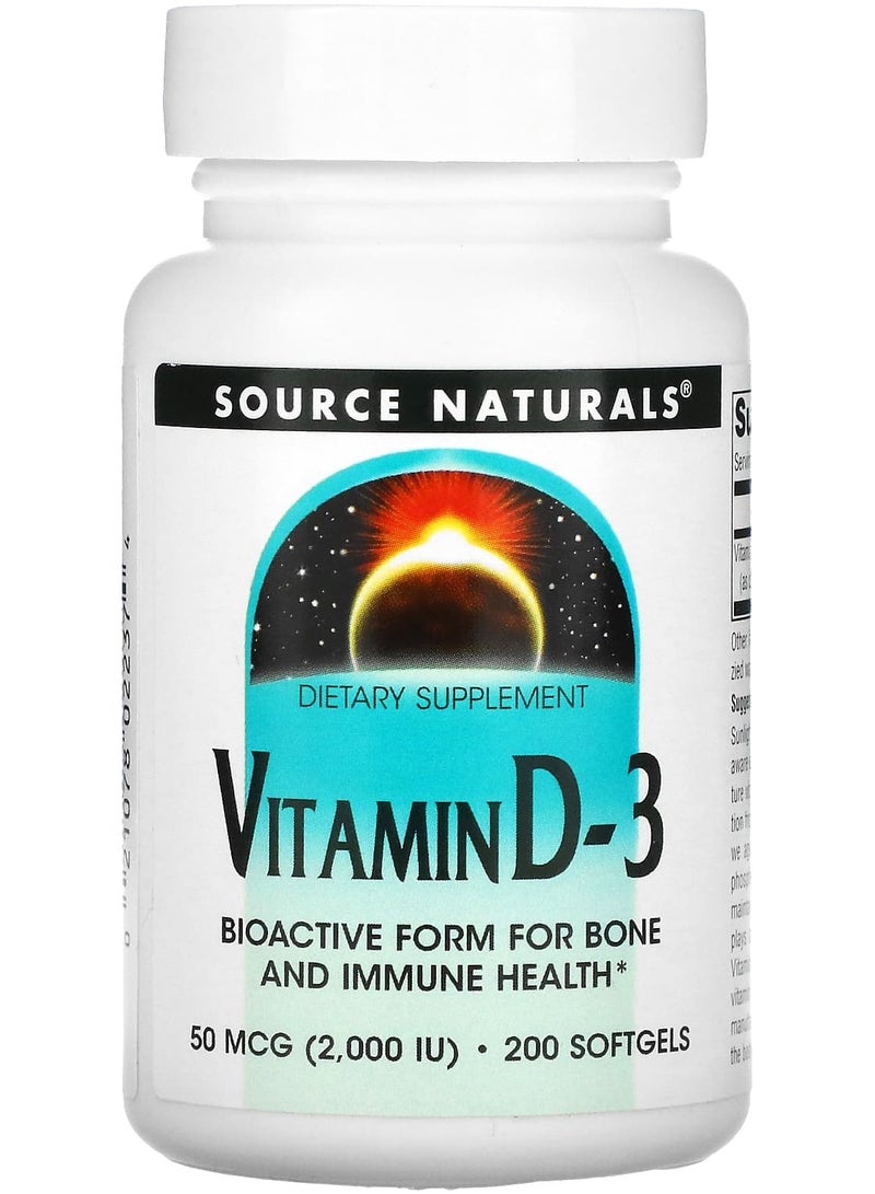 Vitamin D-3, 50 mcg (2,000 IU), 200 Softgels