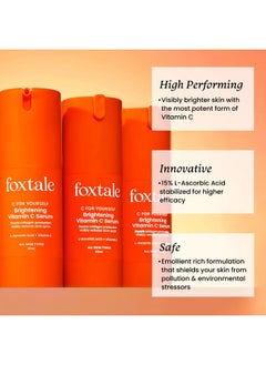 foxtale 15% Vitamin C Face Serum For Glowing Skin With Pure Lascorbic Acid And Vitamin E Brightening Serum For Dark Spots Dull Skin Uneven Skin Tone Boosts Collagen Production All Skin Types 30 Ml  - Image 3