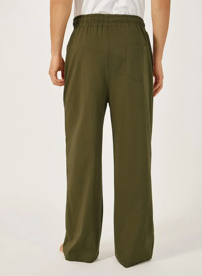 Styli Pocket Detail Wide Leg Pyjama with Drawstring Waistband