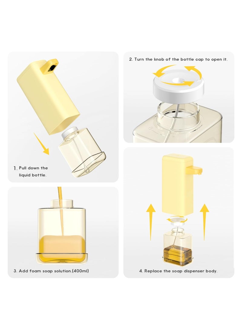 كابتن تيك Automatic Touchless Soap Dispenser, 3 Adjustable Foam Levels, 14oz/400ml Rechargeable Hand Sanitizer Dispenser for Kitchen and Bathroom, Hands-Free Operation. - Image 2