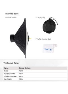 Excefore Camera Flash Bounce Diffuser Light Softbox, for All speedlight Photography Conical Softbox RS18 17"x 7"  - Image 4