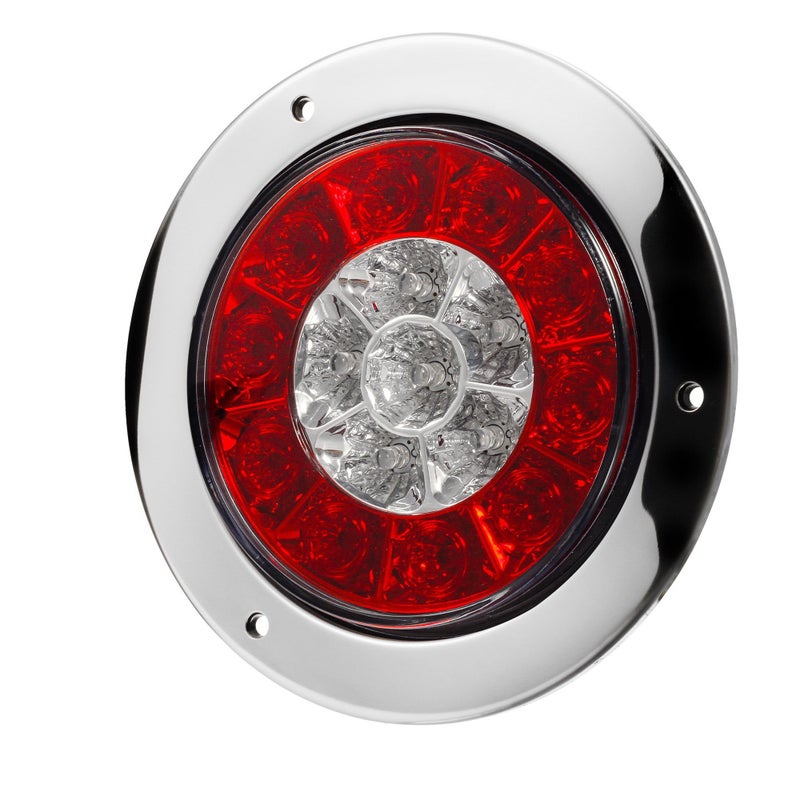 Partsam 4" Inch Round Truck Trailer Led Tail Stop Brake Lights Taillights Running Red and Amber Parking Turn Signal Lights, Sealed Dual Color Round Led Lights w/Miro-reflectors Flange Mount (2Pack) - Image 5