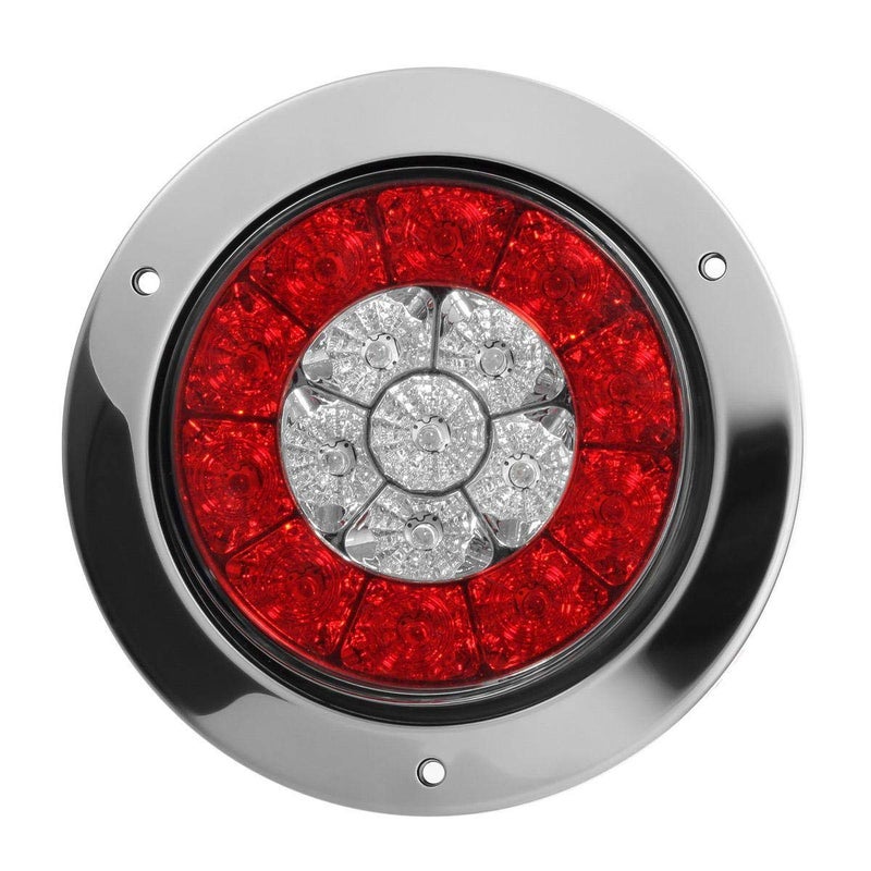 Partsam 4" Inch Round Truck Trailer Led Tail Stop Brake Lights Taillights Running Red and Amber Parking Turn Signal Lights, Sealed Dual Color Round Led Lights w/Miro-reflectors Flange Mount (2Pack) - Image 4