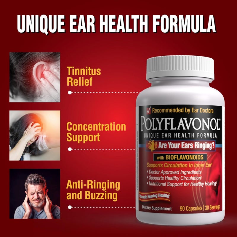 WINDMILL Polyflavonol with Bioflavonoids Tinnitus Relief Unique Ear Health Formula Ringing Ears Support Supports Circulation in Inner Ear Promotes Hearing Health 90 Capsule 30 Servings - Image 3