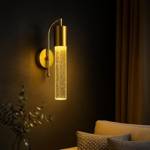 Lamp master Lampmaster Aurora Modern Decorative Crystal Bubble Wall Lamp | Gold LED Sconce with 3 Color Modes | Home Interior Light for Living Room, Bedroom, Mandir, Balcony, Hallway | Indoor | Pack of 2 - Image 4