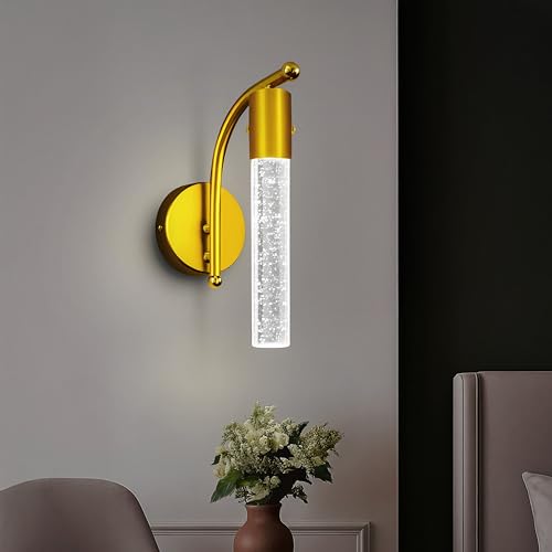 Lamp master Lampmaster Aurora Modern Decorative Crystal Bubble Wall Lamp | Gold LED Sconce with 3 Color Modes | Home Interior Light for Living Room, Bedroom, Mandir, Balcony, Hallway | Indoor | Pack of 2 - Image 3