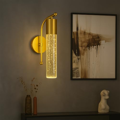 Lamp master Lampmaster Aurora Modern Decorative Crystal Bubble Wall Lamp | Gold LED Sconce with 3 Color Modes | Home Interior Light for Living Room, Bedroom, Mandir, Balcony, Hallway | Indoor | Pack of 2 - Image 2