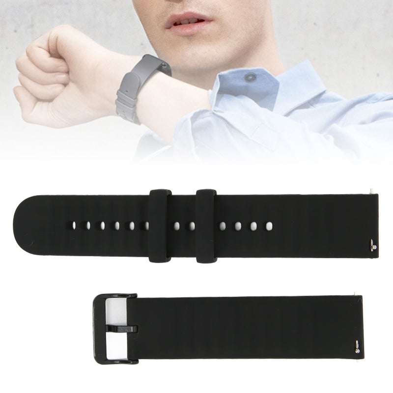 حزام ساعة سيليكون قابل للتعديل لـ Amazfit GTS 3/GTS 3 PRO، حزام ساعة ذكي منفذ للهواء - أسود - Image 1