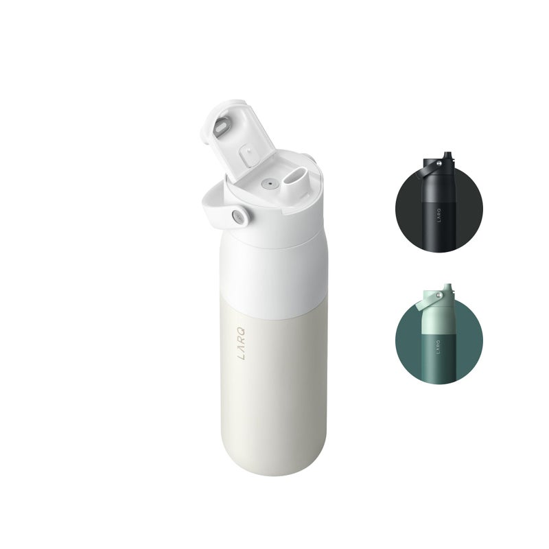لارك LARQ Bottle Swig Top 34 أوقية - زجاجة ماء معزولة من الفولاذ المقاوم للصدأ مع مقبض سيليكون مدمج | Thermos BPA Free | زجاجة ماء قابلة لإعادة الاستخدام لصالة الألعاب الرياضية والجرانيت الأبيض - Image 1