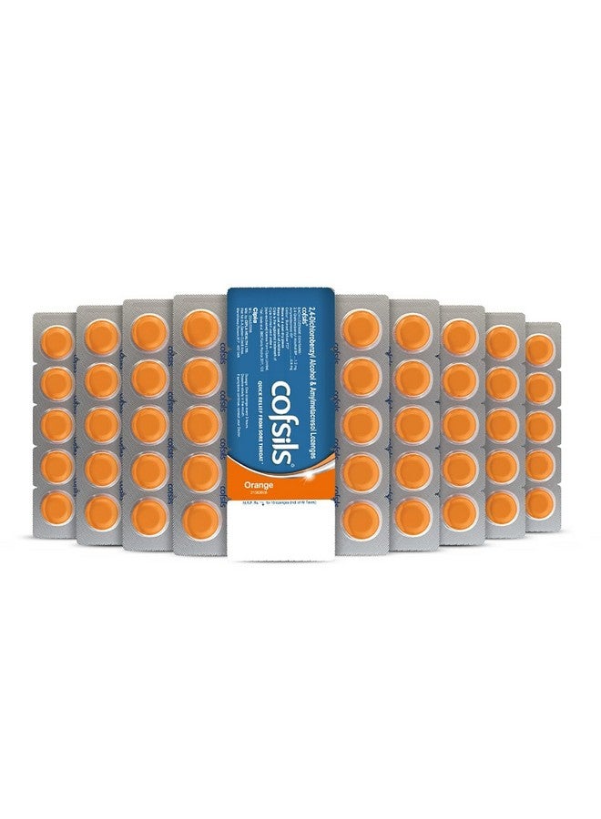 Cipla أقراص سيفلا كوفسيلز (100 قرص) | نكهة البرتقال | تخفيف سريع من التهاب الحلق، الحلق المثير للحكة والحلق الخشن (10 × 10 شرائط) - Image 1