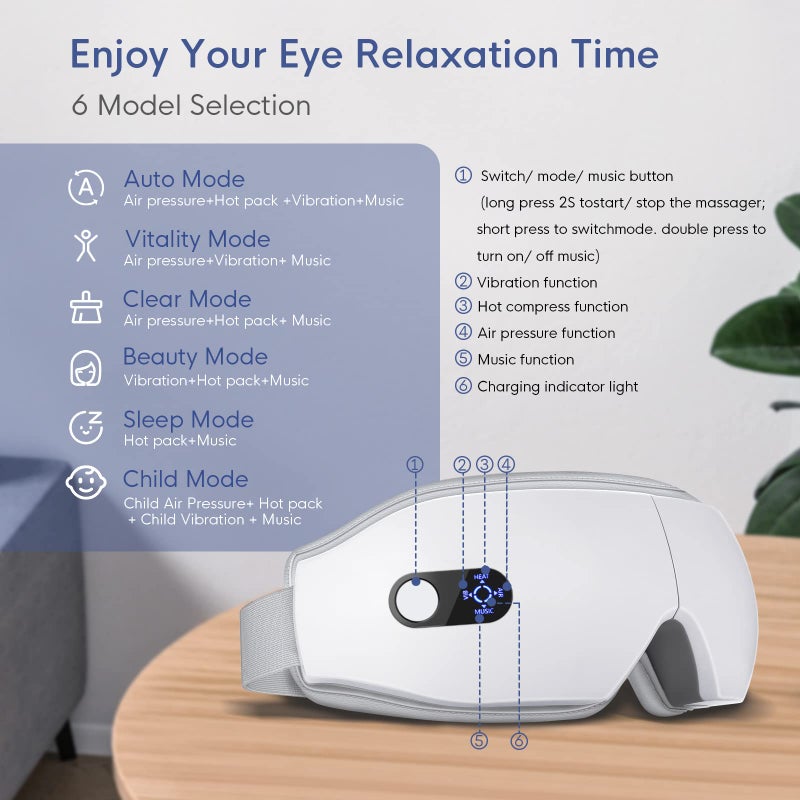 NOWWISH Eye Massager with Heat - Smart Eye Mask for Relax Eye, Birthday Gifts for Women and Men - White - Image 3