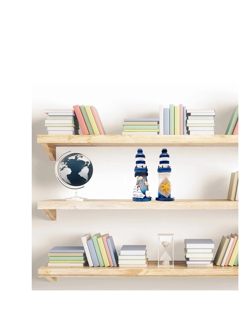 SYOSI - Handmade Nautical Lighthouse Decoration, 1 PCS Mini Lighthouse Model Decoration Wooden Miniature Lighthouse Home Desk Room Decor Set, Beach Nautical Design, Navy Blue and White - Image 1