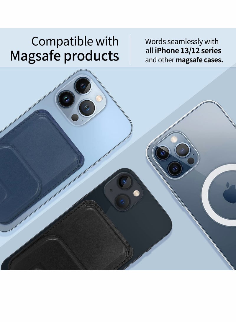 Y&D Card Holder for Back of Phone, Magnetic Phone Stand Wallet Apple MagSafe, Sleeve Stick on as Detachable Compatible iPhone 12 Pro MAX（Navy）  - Image 2