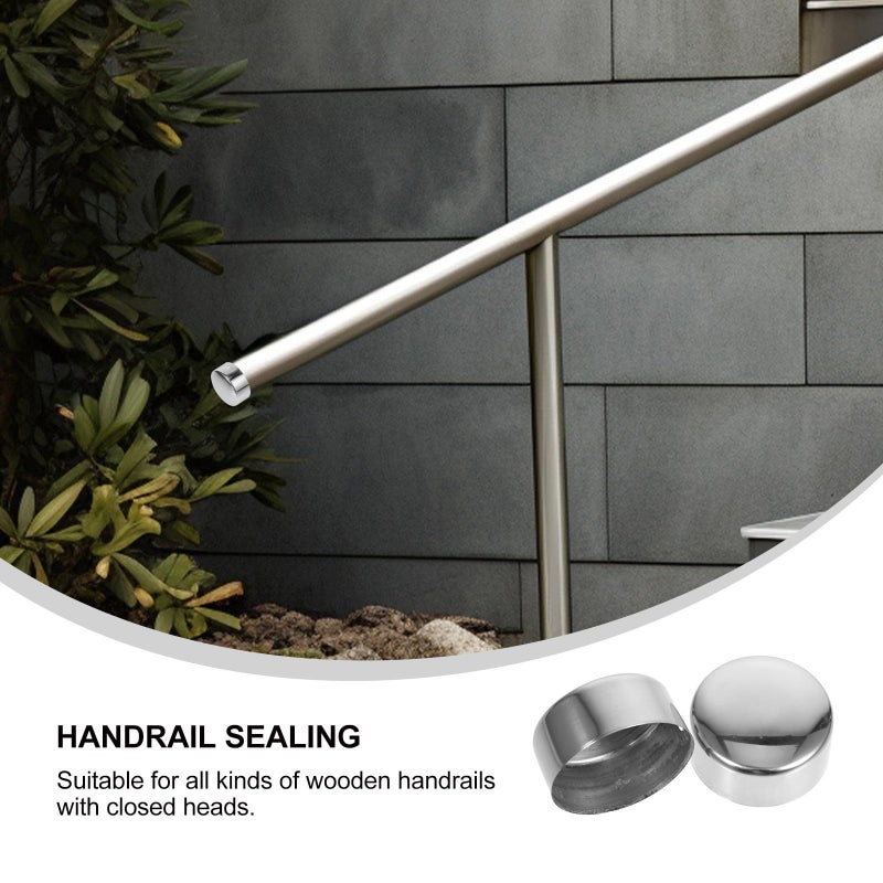 Stainless Steel Handrail End Caps Round 2 Pack for Stair and Deck Railings - Image 4