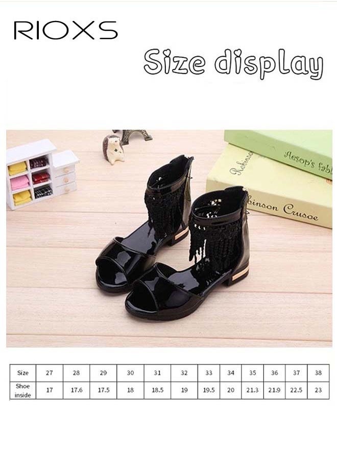 RIOXS Girls' Sandals, Little Kids Girls Fashion Floral Sandals, Ankle Strap Princess Shoes, Non-Slip Soft Sole Sandals, Wedding Dress Sandals, Lightweight Sandal For Toddler Girls, Princess Low Heels Sandals  - Image 5