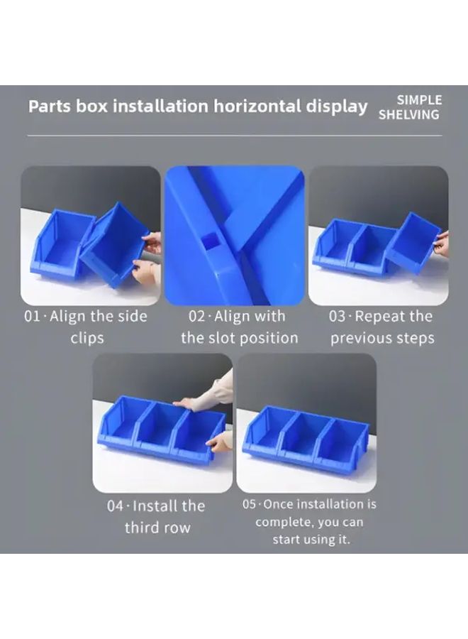 8 Pcs Modular Stackable Tool Storage System With Angled Sorting Boxes And Shelf Mounted Garage Organizers - Image 5