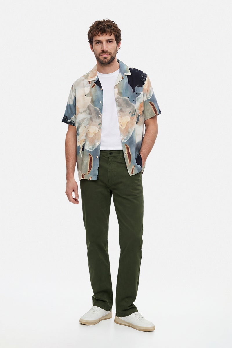 SNITCH Olive Solid Regular Fit Casual Trousers - Image 2