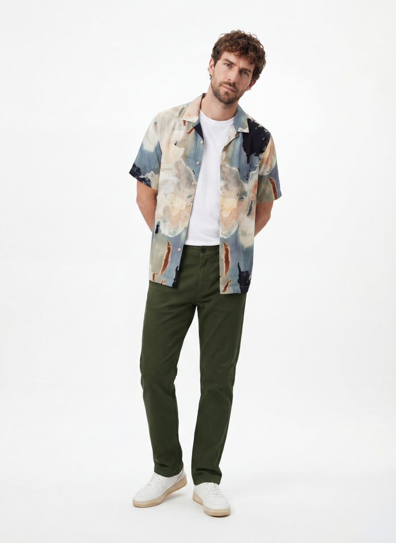 SNITCH Olive Solid Regular Fit Casual Trousers - Image 3