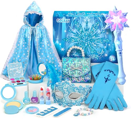 Golray Toys for Girl Gift Kids Makeup Kit Winter Princess Dress Up Set Purse Ice Cape Real Make up Nail Polish Snow Wand Birthday Gift Toys for Little Girls Toddlers Age 3 4 5 6 7 8 Year Old - Image 1