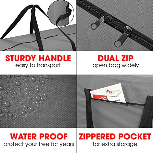 Primode Xmas Tree Storage Bag | Fits Up to 7 Ft. Disassembled Holiday Tree | 50” x 15” x 20” Tree Storage Container | Heavy Duty Xmas Storage Box | Constructed of Durable 600D Oxford Material (Gray) - Image 2