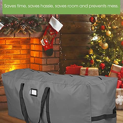 Primode Xmas Tree Storage Bag | Fits Up to 7 Ft. Disassembled Holiday Tree | 50” x 15” x 20” Tree Storage Container | Heavy Duty Xmas Storage Box | Constructed of Durable 600D Oxford Material (Gray) - Image 5