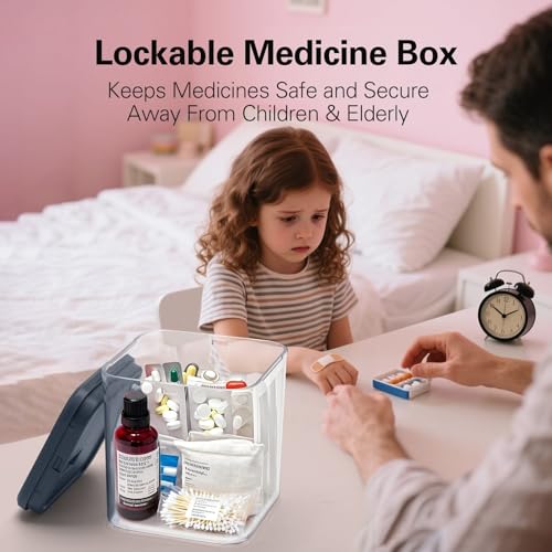 iBune Medication Lock Box, Small Lock Box, Childproof Medicine Lockbox, Lockable Storage Box for Pill Organizer/Medicine Safe/Phone/Refrigerator/Personal Items/Dorm, 5.6’’x 5.6’’x 6.3’’ - Image 3