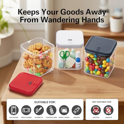 iBune Medication Lock Box, Small Lock Box, Childproof Medicine Lockbox, Lockable Storage Box for Pill Organizer/Medicine Safe/Phone/Refrigerator/Personal Items/Dorm, 5.6’’x 5.6’’x 6.3’’ - Image 4