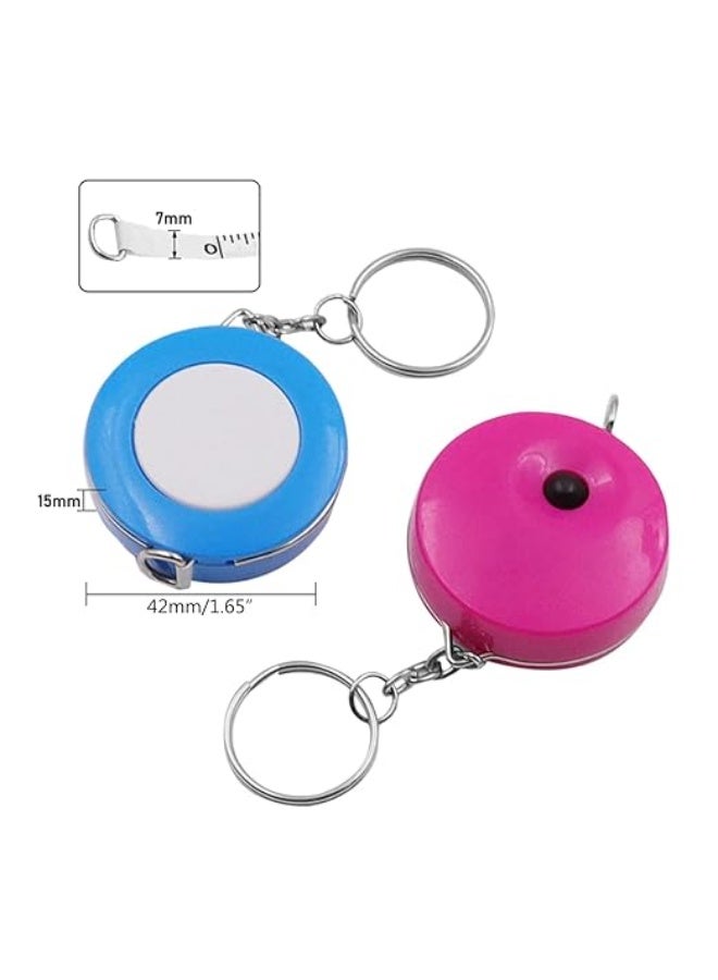 شريط قياس محمول لطيف مع سلسلة مفاتيح، قابل للسحب بطول 1.5 متر، قياس بالسنتيمتر والبوصة، صغير الحجم وسهل الحمل، مثالي للخياطة وقياس الجسم والاستخدام اليومي ( الوان متعددة ) - Image 2