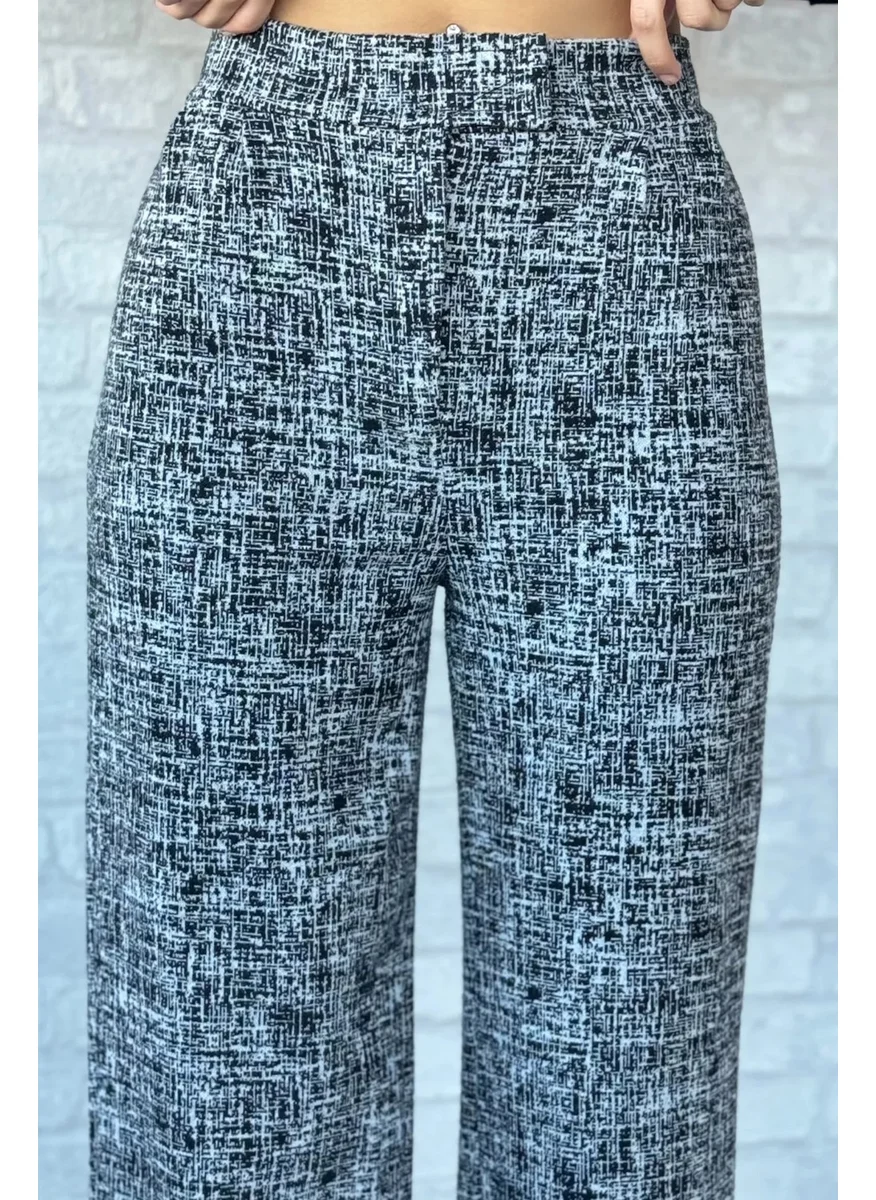 Gülseli Women's Winter Snowflake Patterned Waist Velcro Palazzo Trousers