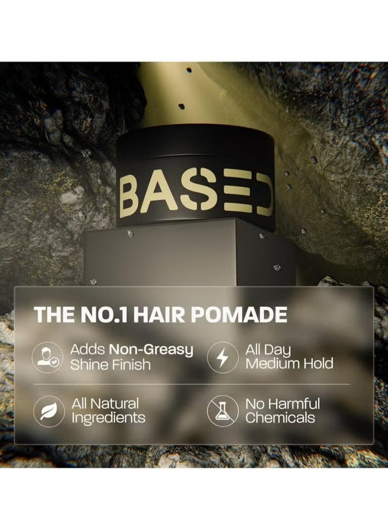 Based Bodyworks Men's Premium Pomade – Medium Hold u0026 Natural Shine – Fragrance-Enriched Formula for All Hair Types – Hydrating u0026 Nourishing Styling - Image 2